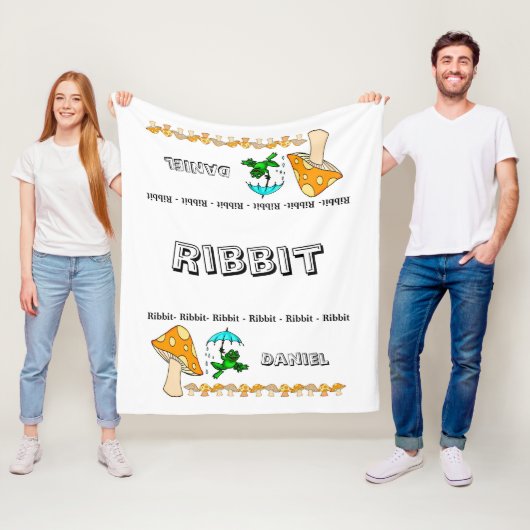 フリースブランケットカエルのリブビットキノコ フリースブランケット (インサイチュ)