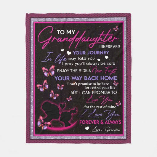 フリースブランケットパーソナライズされた蝶の孫 フリースブランケット (正面)