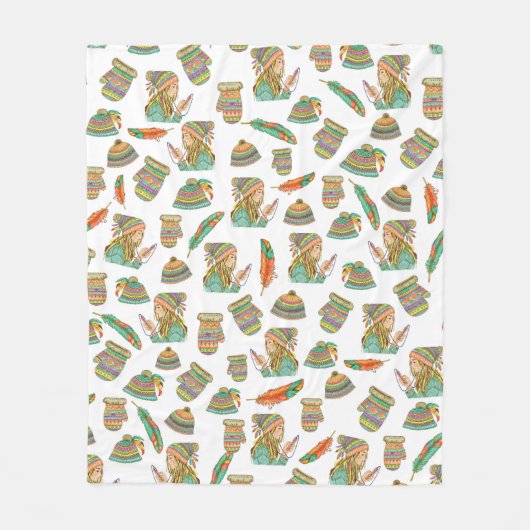 フリースブランケットボホハットガール フリースブランケット (正面)