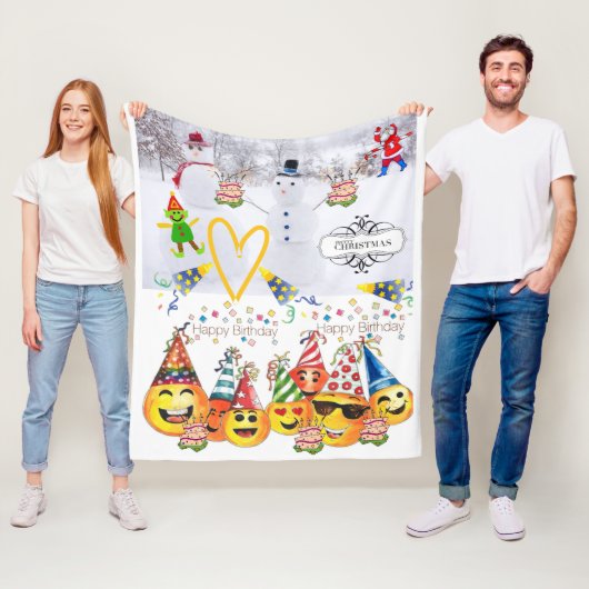 フリースブランケットメリークリスマスハッピーバースデー フリースブランケット (インサイチュ)
