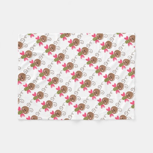 フリースブランケット/かわいい(昆虫)マルハナバチ フリースブランケット (正面(横))