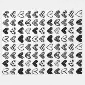 フリースブランケット – 白黒ハート (正面(横))