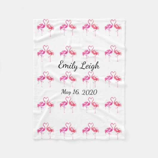 フリースモノグラムのフラミンゴベビーブランケット フリースブランケット (正面)