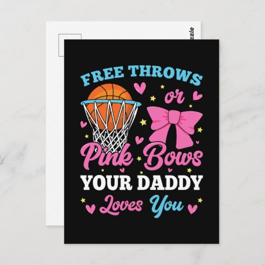 フリースローかピンクのリボンよ、パパはあなたのことが好き ポストカード (正面/裏面)