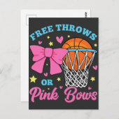 フリースローかピンクのリボン ポストカード (正面/裏面)