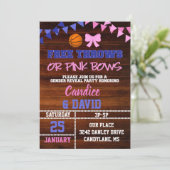 フリースローまたはピンクのリボン 性別発表 招待状 (スタンド正面)