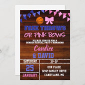 フリースローまたはピンクの弓ジェンダーの表示招待状 招待状 (正面/裏面)