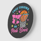 フリースローまたはピンクの弓ラウンド ラージ壁時計 (傾斜)