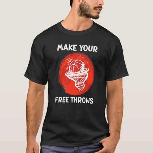 フリースローを決めろ バスケットボール Tシャツ (正面)