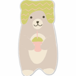 フリース帽子をかぶった冬のクマちゃんがかわいい赤ちゃんの寝室 シール