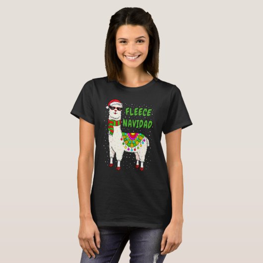 フリースNavidadクリスマスLlamaクリスマスfor Women Kid Tシャツ (正面フル)