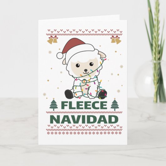 フリースNavidad – かわいいクリスマスおもしろい羊パン カード (正面)