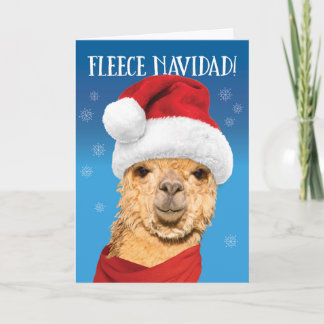 フリースNavidad Cute Alpaca in Santa Hat Christmas シーズンカード