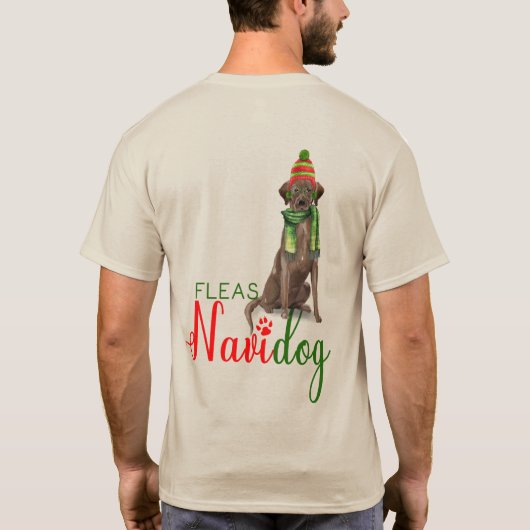 フリーズナビドッグチョコレートラボおもしろい犬クリスマス Tシャツ (裏面)