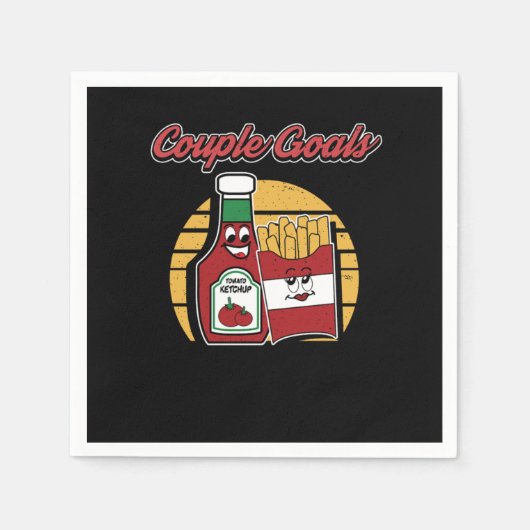 フリーズフランスのポテトおもしろいプンスの結婚新郎新婦 スタンダードカクテルナプキン (正面)