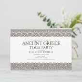 フリーズ付き古代ギリシャのトーガの誕生日パーティー 招待状 (スタンド正面)