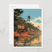 フリータウンシエラレオネヴィンテージトラベルイラストレーション ポストカード (正面/裏面)