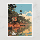 フリータウンシエラレオネヴィンテージトラベルイラストレーション ポストカード (正面)