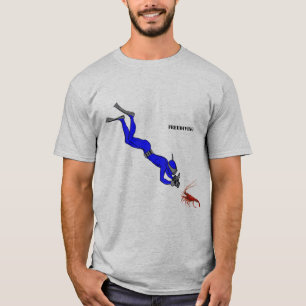 フリーダイビングダイバーがとげのあるロブスター Tシャツ