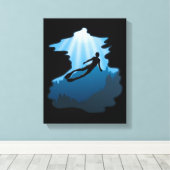 フリーダイビング – 水中フリーダイバー キャンバスプリント (インサイチュ (ウッドフロア))