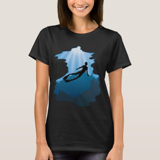 フリーダイビング – 水中フリーダイバー Tシャツ (正面)