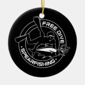 フリーダイブスピアフィッシング魚釣り狩り セラミックオーナメント (正面)