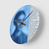 フリーダカーロは伝記時計の青をピクセル化 ラウンド壁時計 (傾斜)