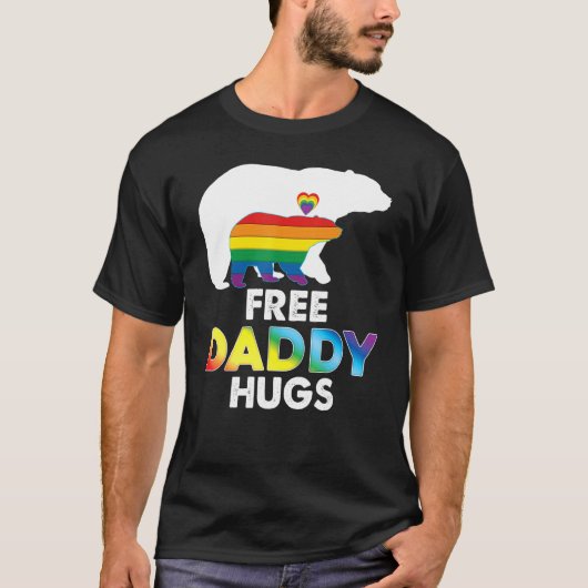フリーダディーハグレインボーベアーlgbtプライドゲイレズビア tシャツ (正面)