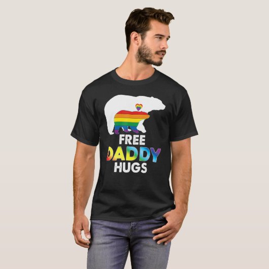 フリーダディーハグレインボーベアーlgbtプライドゲイレズビア tシャツ (正面フル)