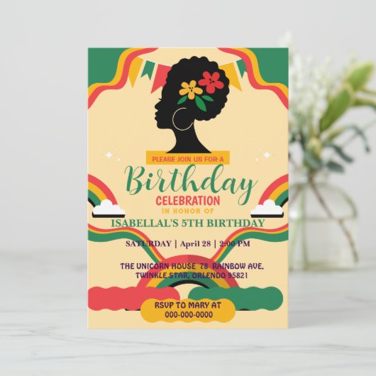 フリーダムアフロ黒人歴史月誕生日会 招待状 (スタンド正面)