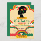 フリーダムアフロ黒人歴史月誕生日会 招待状 (正面/裏面)