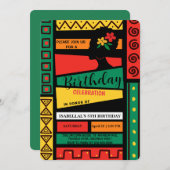 フリーダムアフロ黒人歴史月誕生日会 招待状 (正面/裏面)