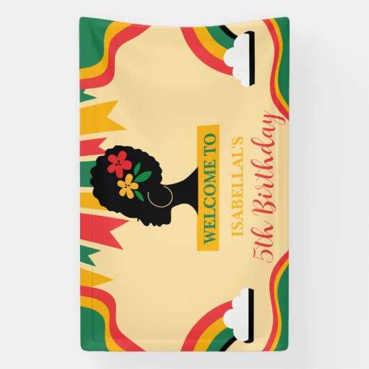 フリーダムアフロ黒人歴史月誕生日会 横断幕 (縦)