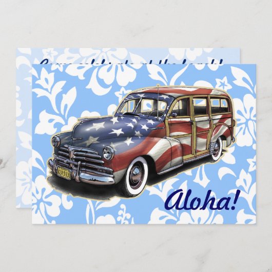 フリーダムウッディハワイアンパーティの招待状 招待状 (正面/裏面)