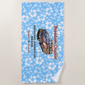 フリーダムクラシンハワイアンウッディハイビスカススカイブルー ビーチタオル (正面)