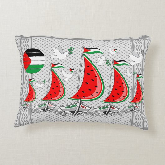 フリーダムグローバルスムード浮力船でガザへ アクセントクッション (裏面)