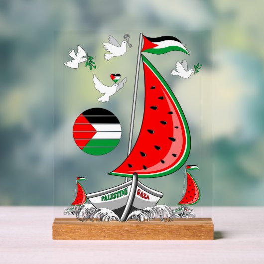 フリーダムグローバルスムード浮力船でガザへ アクリルサイン (ニュートラル)