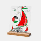 フリーダムグローバルスムード浮力船でガザへ アクリルサイン (傾斜)