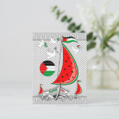 フリーダムグローバルスムード浮力船でガザへ インビテーションポストカード (スタンド正面)