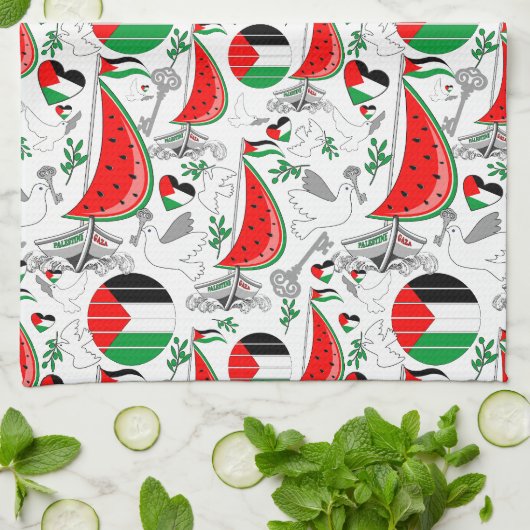 フリーダムグローバルスムード浮力船でガザへ キッチンタオル (折り畳み)