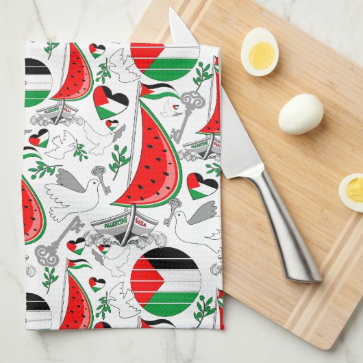 フリーダムグローバルスムード浮力船でガザへ キッチンタオル (四つ折り)