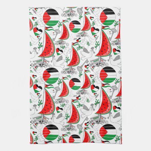 フリーダムグローバルスムード浮力船でガザへ キッチンタオル (縦)