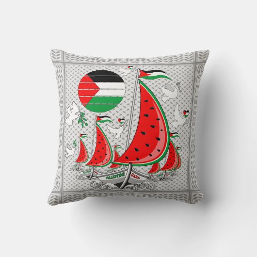 フリーダムグローバルスムード浮力船でガザへ クッション (裏面)