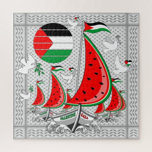 フリーダムグローバルスムード浮力船でガザへ ジグソーパズル (縦)