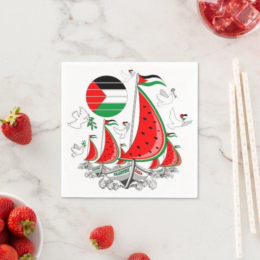 フリーダムグローバルスムード浮力船でガザへ スタンダードカクテルナプキン (インサイチュ)