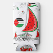 フリーダムグローバルスムード浮力船でガザへ スリム缶クーラー (裏面)