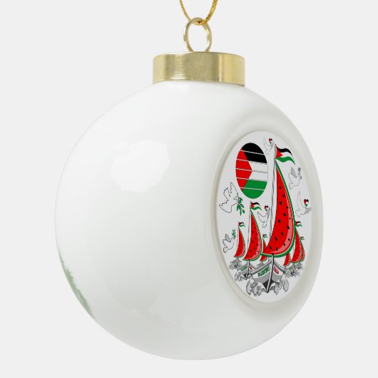 フリーダムグローバルスムード浮力船でガザへ セラミックボールオーナメント (左)