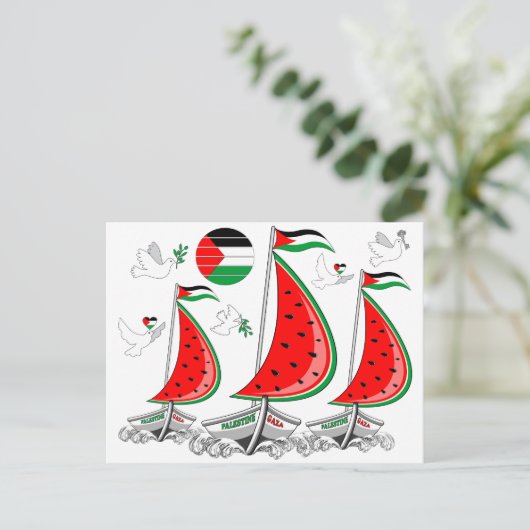 フリーダムグローバルスムード浮力船でガザへ ポストカード (スタンド正面)