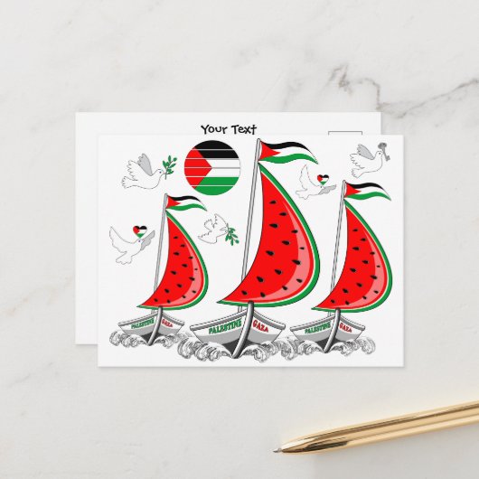 フリーダムグローバルスムード浮力船でガザへ ポストカード (正面/裏面インサイチュ)