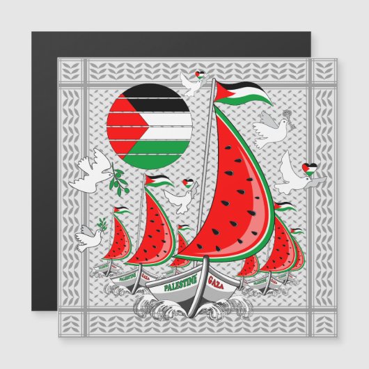 フリーダムグローバルスムード浮力船でガザへ マグネット招待状 (正面/裏面)